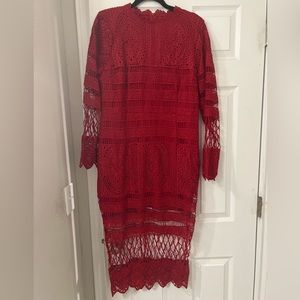 Brand New Boohoo Red Lace Dress